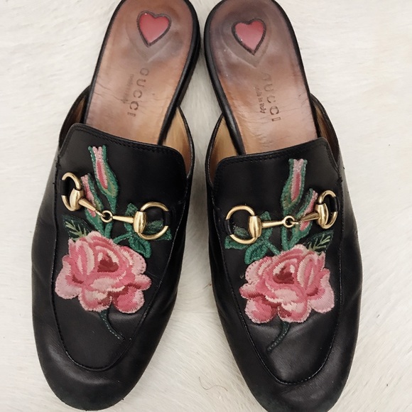 gucci embroidered slides
